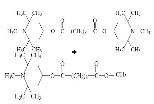 Bis-(N-methyl,2,2,6,6-tetramethyl-4-piperidinyl) sebacate + Methyl-(N-methyl,2,2,6,6-tetramethyl-4- piperidinyl) sebacate