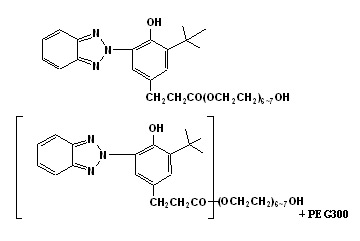 Mix.a-[3-[3-(2H-Benzotriazol-2-yl)-5-(1,1-dimethylethyl)-4-hydroxyphenyl]-1-oxopropyl]-w-hydroxypoly(oxo-1,2-ethanediyl) ;a-[3-[3-(2H-Benzotriazol-2-yl)-5-(1,dimethylethyl)-4-hydroxyphenyl]-1-oxopropyl]-w-[3-[3-(2H-benzotriazol-2-yl)-5-(1,1-dimethylethyl)-4-hydroxyphenyl]-1-oxopropoxy]poly(oxy-1,2-ethanediyl); PEG300