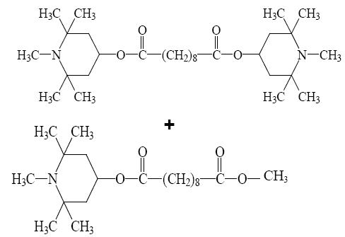  Bis-(N-methyl,2,2,6,6-tetramethyl-4-piperidinyl) sebacate + Methyl-(N-methyl,2,2,6,6-tetramethyl-4- piperidinyl) sebacate